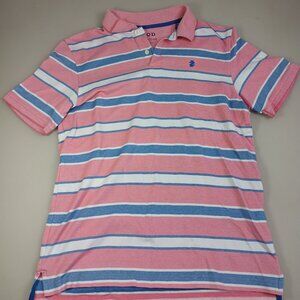 Izod Advantage Performance Men's Striped Polo Shirt - Pink, Blue & White - Small
